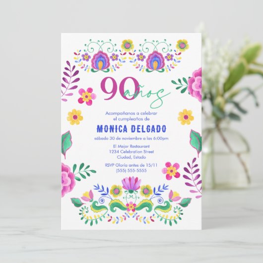 メキスペインのシコフィエスタフローラ90th誕生日パーティー 招待状 (スタンド正面)
