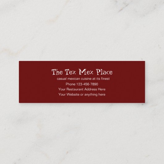 メキ最高のシコ料理店の名刺 スキニー名刺 (裏面)
