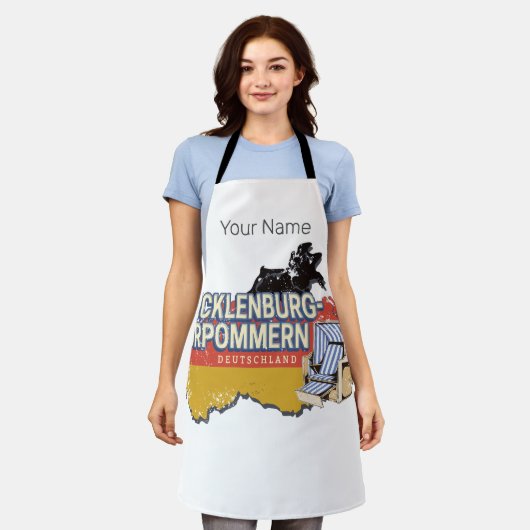 メクレンブルク – 西ポメラニアヴィナートドイツの地図 エプロン (着用した状態)