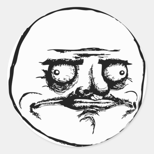 メグスタ顔激怒顔ミームユーモア笑いロル ラウンドシール (正面)