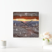 メサのアーチ、Canyonlandsの国立公園の日の出 スクエア壁時計 (ホーム)
