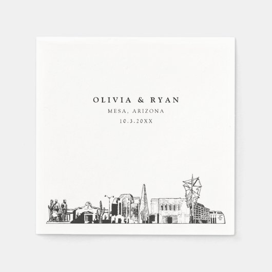 メサアリゾナ結婚スカイライン紙ナプキン スタンダードカクテルナプキン (正面)