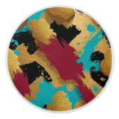 メサライズ金ゴールドス絵を描ポンジパターン – はっきりした黒 セラミックノブ (正面)