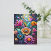 メサライズ3Dフローラ抽象芸術アートデザイン ポストカード (スタンド正面)