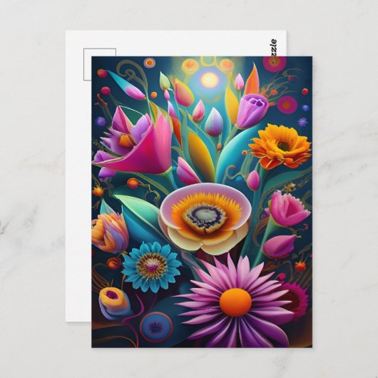 メサライズ3Dフローラ抽象芸術アートデザイン ポストカード (正面/裏面)