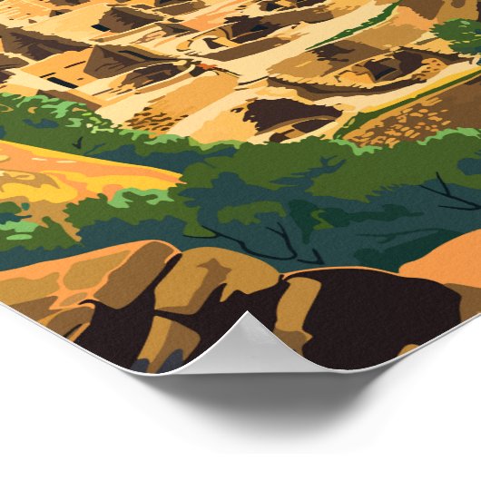 メサヴェルデナショナルパークイラストレーショントラベルアート ポスター (角)