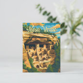 メサヴェルデナショナルパークイラストレーショントラベルアート ポストカード (スタンド正面)