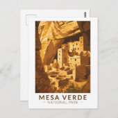 メサヴェルデナショナルパーククリフパレストラベルアート ポストカード (正面/裏面)
