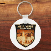 メサヴェルデナショナルパークコロラドウォーターカラーバッジ キーホルダー (正面)