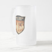 メサヴェルデナショナルパークコロラドウォーターカラーバッジ フロストグラスビールジョッキ (正面左)