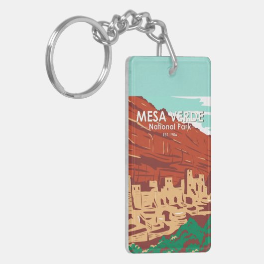 メサヴェルデナショナルパークコロラドカラフルヴィンテージ キーホルダー (正面左)