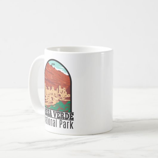 メサヴェルデナショナルパークコロラドカラフルヴィンテージ コーヒーマグカップ (正面左)