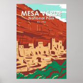 メサヴェルデナショナルパークコロラドカラフルヴィンテージ ポスター (正面)