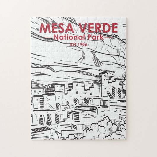 メサヴェルデナショナルパークコロラドヴィンテージ ジグソーパズル (縦)