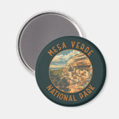 メサヴェルデナショナルパークレトロ動揺してサークル マグネット (正面/裏面)