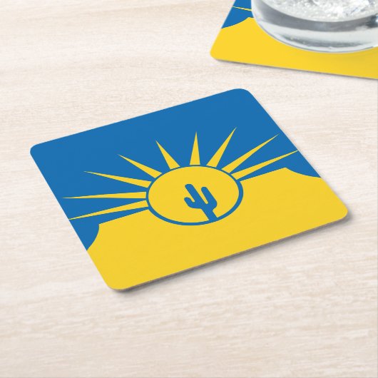 メサ州旗アリゾナ州紙コースター スクエアペーパーコースター (アングル)