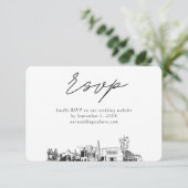 メサ・アゾ結婚ナのミニマルなスケッチRSVP エンクロージャーカード (スタンド正面)