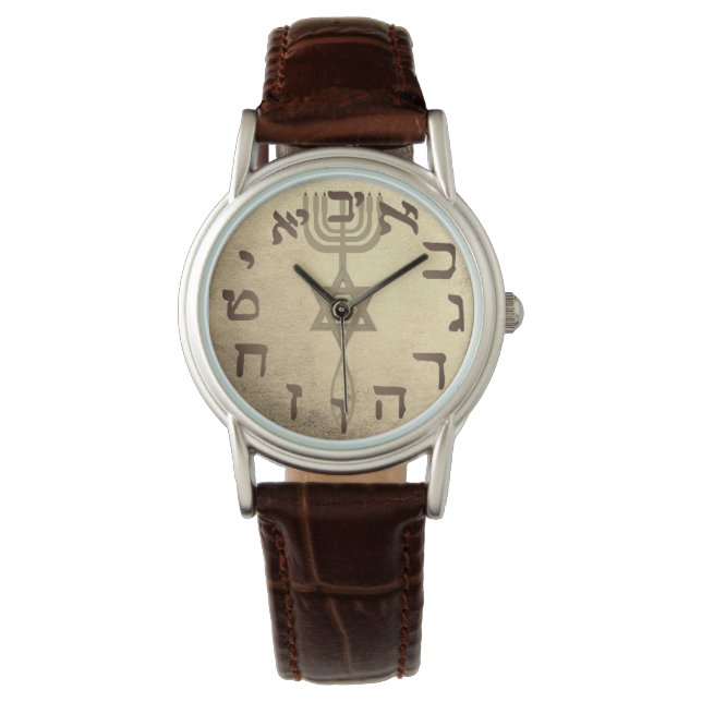 メシアニックユダヤ教キリスト教イェスワヘブライ語金ゴールド女性 腕時計 (正面)