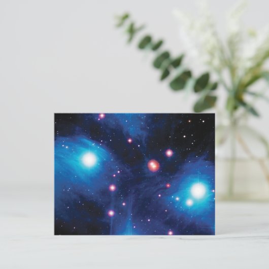 メシエ45プレアデス星団NASA宇宙写真 ポストカード (スタンド正面)