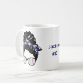 メシパーソナライズされたュ・バン・ベースボール・ママ コーヒーマグカップ (正面左)