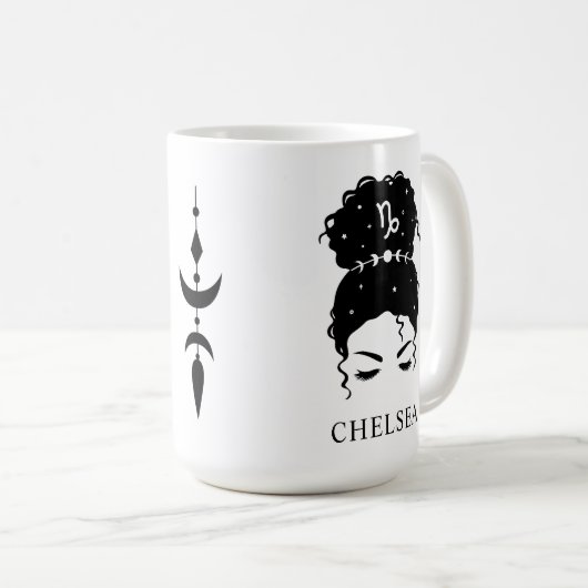 メシパーソナライズされたー〔占星術の〕十二宮図山羊座コーヒー コーヒーマグカップ (正面右)