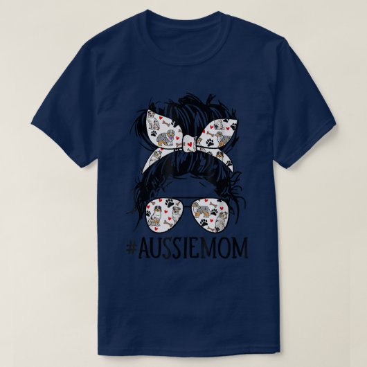 メシーBunママ、オージーMomメガネ母の日犬 Tシャツ (デザイン正面)