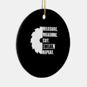 メジャーカットウェアの繰り返し木工大工 セラミックオーナメント (右)