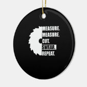 メジャーカットウェアの繰り返し木工大工 セラミックオーナメント (左)