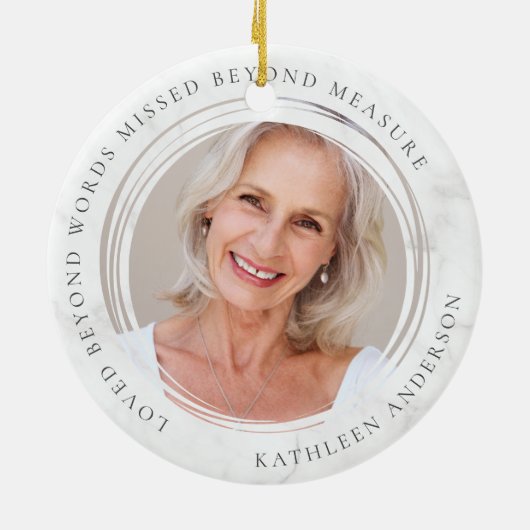 メジャー写真を超え恋しく思た言葉を超えて愛される セラミックオーナメント (裏面)