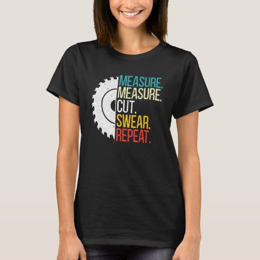 メジャー測定カットウェアの繰り返しハンディマンD Tシャツ (正面)