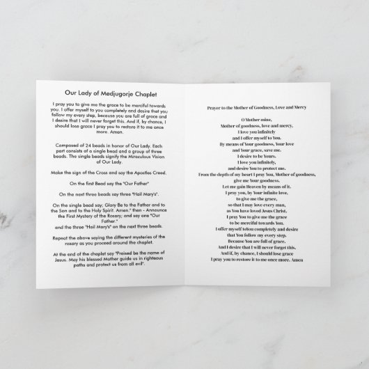 メジュゴージェカードの我々の女性 カード (内部)