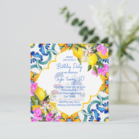 メジ地中海のリカのタイルの誕生日パーティー 招待状 (スタンド正面)