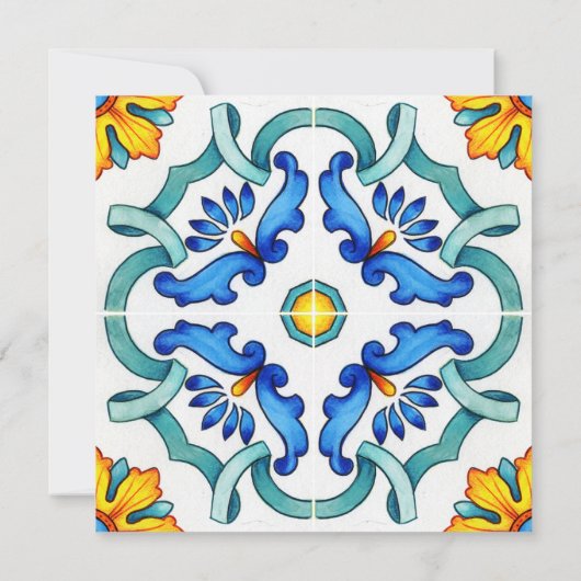 メジ地中海のリカのタイルの誕生日パーティー 招待状 (裏面)