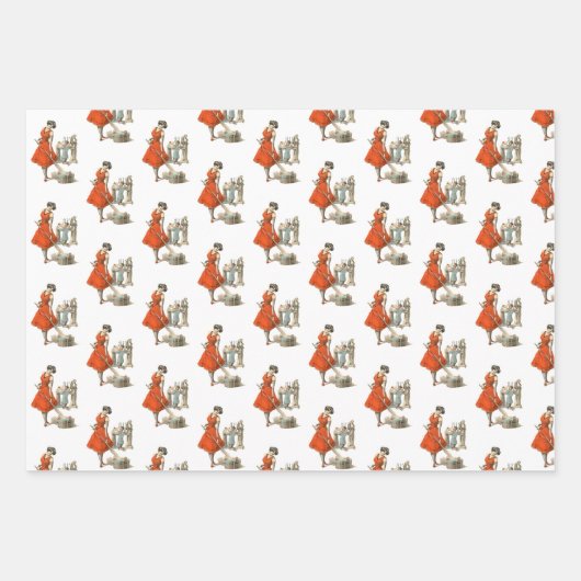 メスのクランパスラッピング紙セット ラッピングペーパーシート (正面)