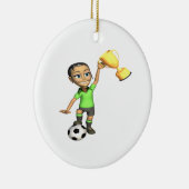 メスのサッカーのチャンピオン セラミックオーナメント (右)