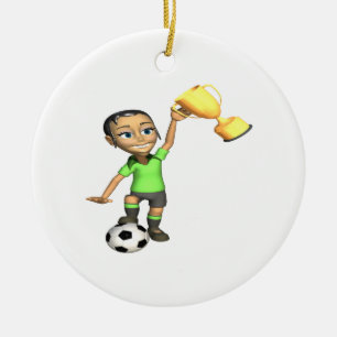 メスのサッカーのチャンピオン セラミックオーナメント