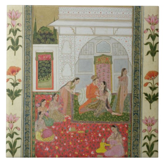 メスの付き添い人およびミュージシャンが付いているカップル タイル (正面)