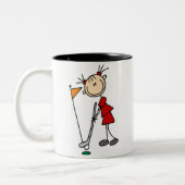 メスの棒の姿のゴルファー ツートーンマグカップ (左)