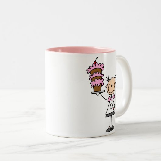 メスの棒の姿のパン屋 ツートーンマグカップ (正面右)