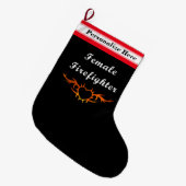 メスの消防士 ラージクリスマスストッキング (正面 (吊り時))