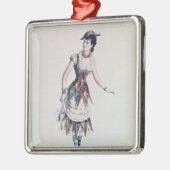 メスの道化師のためのデザイン、c.1880を着せて下さい メタルオーナメント (左)