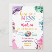 メスアートの誕生日パカラフルーティ絵を描にドレスを着る 招待状 (正面)