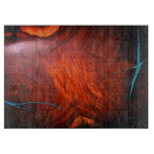 メスキート木材ルックターコイズ象形切削板 カッティングボード (正面)