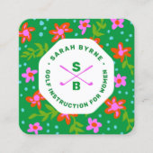 メスゴルフインストラクターゴルフプロフローラモノグラムSq スクエア名刺 (正面)