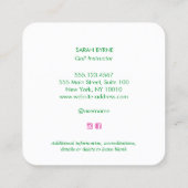 メスゴルフインストラクターゴルフプロフローラモノグラムSq スクエア名刺 (裏面)