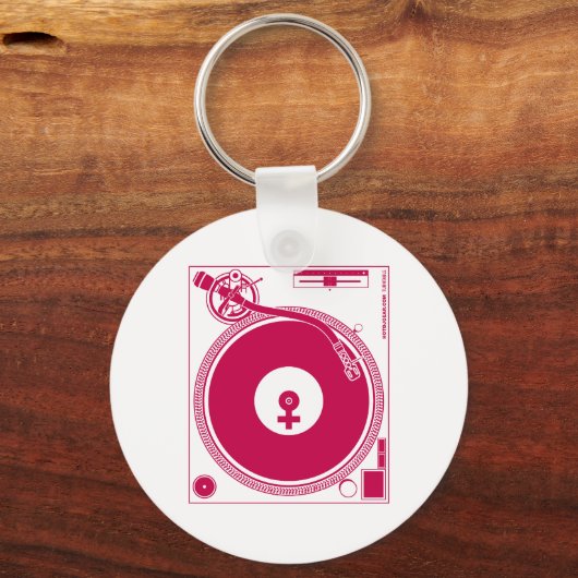 メスシンボルターンテーブルデッキ – DJディスクジョッキー キーホルダー (正面)