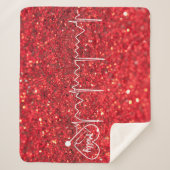 メスドクターナースグリッター赤パーソナライズされた シェルパブランケット (正面)