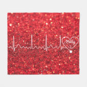 メスドクターナースグリッター赤パーソナライズされた フリースブランケット (正面(横))