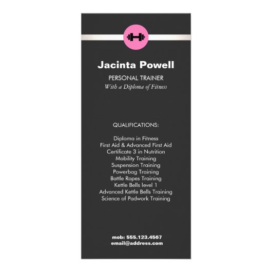 メスフィットネスパーソナルトレーナー価格表メニュー ラックカード (正面)