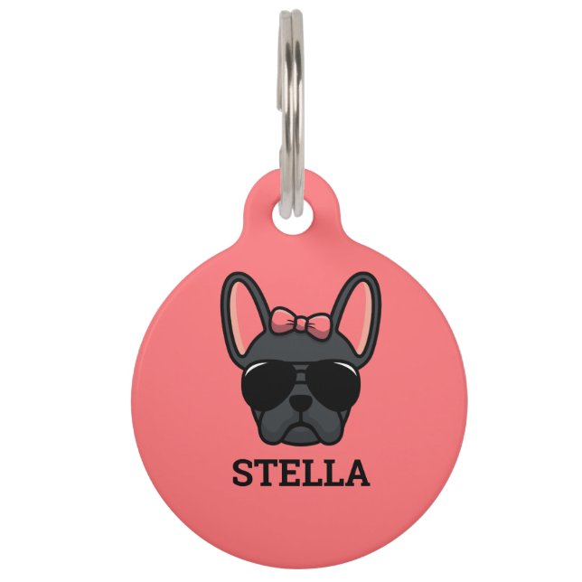 メスブラックブルフランスのドッグペット用名札 ペット　ネームタグ (正面)